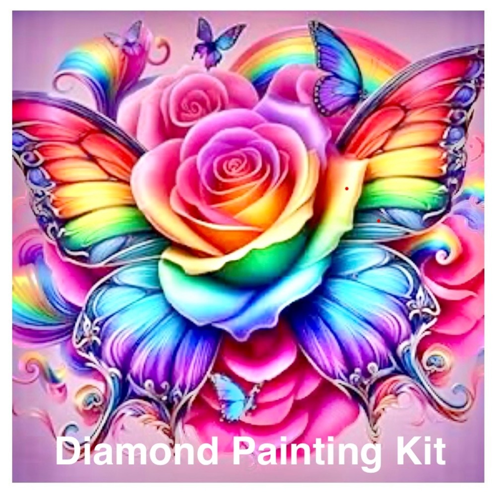 5D Diamond Painting Craft Kit - Colorful Retro Butterfly 13.78”x13.78” NWT